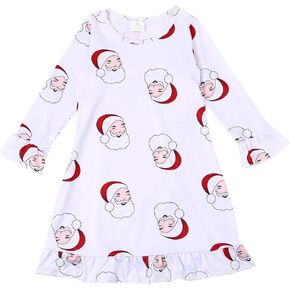 Merry Christmas Toddler Girls Night Dress Snowman Santa Claus Christmas Tree Elk Pattern Dress 3-4T