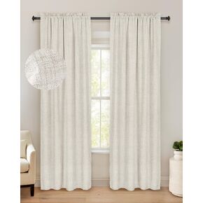 100% Blackout Shield Linen Blackout Curtains 84 Inches Long 2 Panels Set, Blackout Curtains for Bedroom, Thermal Insulated Rod Pocket Window Curtains & Drapes Living Room, 50W X 84L, Beige