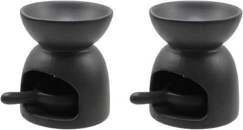 مجموعتان من حامل الشموع السيراميكي، زيت العطر، موقد الزيت العطري الأسود مع ملعقة شمعة صغيرة in Kuwait