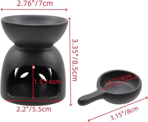 مجموعتان من حامل الشموع السيراميكي، زيت العطر، موقد الزيت العطري الأسود مع ملعقة شمعة صغيرة in Kuwait