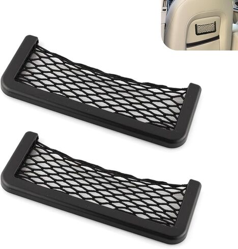 قطعتان من شبكة تخزين السيارة البديلة، جيب شحن السيارة مقاس 7.87 بوصة × 3.14 بوصة، تركيب لاصق، ملحقات شبكية لمقاعد السيارات العالمية لشاحنة سيارات الدفع الرباعي (أسود) in Kuwait