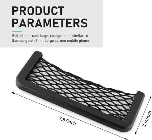 قطعتان من شبكة تخزين السيارة البديلة، جيب شحن السيارة مقاس 7.87 بوصة × 3.14 بوصة، تركيب لاصق، ملحقات شبكية لمقاعد السيارات العالمية لشاحنة سيارات الدفع الرباعي (أسود) in Kuwait