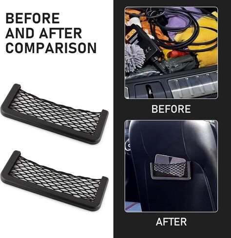 قطعتان من شبكة تخزين السيارة البديلة، جيب شحن السيارة مقاس 7.87 بوصة × 3.14 بوصة، تركيب لاصق، ملحقات شبكية لمقاعد السيارات العالمية لشاحنة سيارات الدفع الرباعي (أسود) in Kuwait