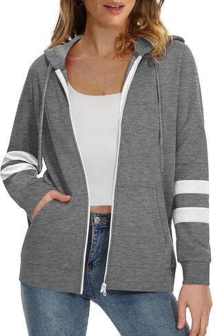 سترة نسائية من Bofell بأكمام طويلة وسحاب مع سترات بجيب وغطاء للرأس in Kuwait