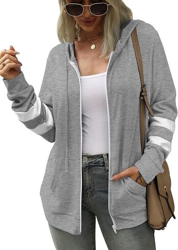 سترة نسائية من Bofell بأكمام طويلة وسحاب مع سترات بجيب وغطاء للرأس in Kuwait