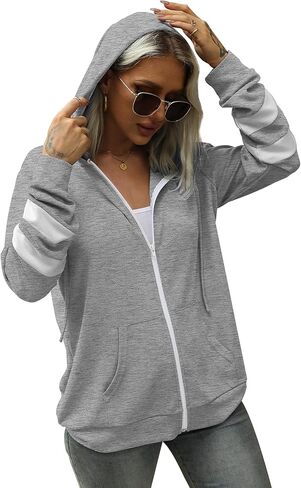 سترة نسائية من Bofell بأكمام طويلة وسحاب مع سترات بجيب وغطاء للرأس in Kuwait