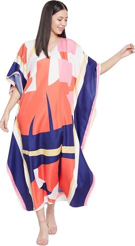 Oussum Women Plus Size Kaftans Kimono Polyester Dresses Loose Caftan Dress Ladies Evening Casual Long Maxi in Saudi Arabia