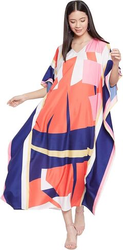 Oussum Women Plus Size Kaftans Kimono Polyester Dresses Loose Caftan Dress Ladies Evening Casual Long Maxi in Saudi Arabia