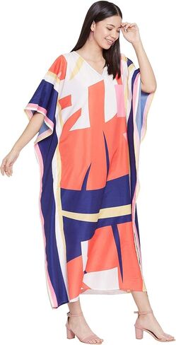 Oussum Women Plus Size Kaftans Kimono Polyester Dresses Loose Caftan Dress Ladies Evening Casual Long Maxi in Saudi Arabia