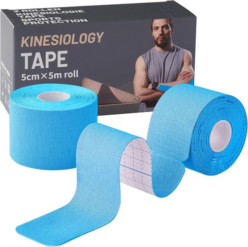 Kinesiology Tape (2 Rolls) - Waterproof, Breathable, Hypoallergenic - Ideal for Muscle Support and Injury Recovery, 2 Inches x 16 Feet, Black in Saudi Arabia