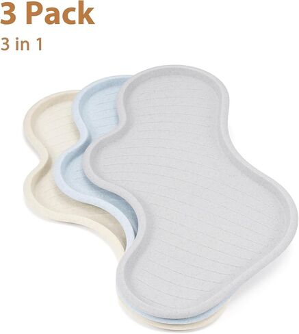 Li&Zhao Plastic Serving Trays - 3 PCS Restaurant Serving Trays Lunch Trays Large Plastic Trays Cafeteria Trays Trays for Serving Food for Party, Picnic, Holidays(3 Colors) in Saudi Arabia