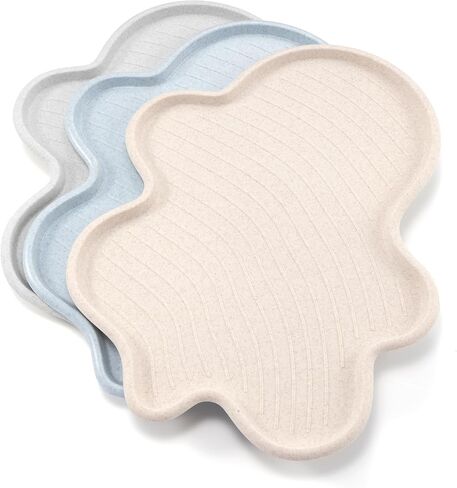 Li&Zhao Plastic Serving Trays - 3 PCS Restaurant Serving Trays Lunch Trays Large Plastic Trays Cafeteria Trays Trays for Serving Food for Party, Picnic, Holidays(3 Colors) in Saudi Arabia