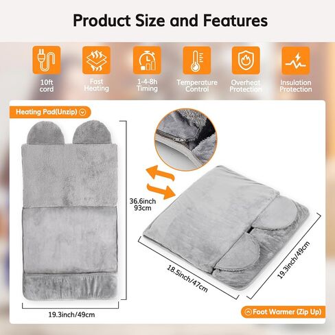 Electric Heated Foot Warmers for Men and Women,Double Sided Foot Heating Pad with 6 Temperature &3Timer Settings,with Fast Heating Technology for Under Desk,Office,Home,Machine Washable in Saudi Arabia