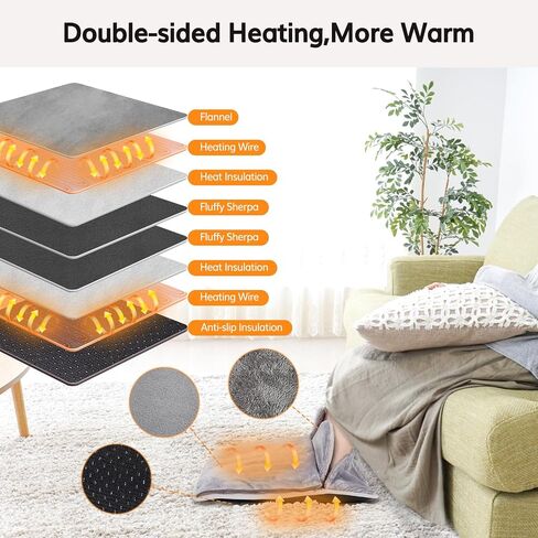 Electric Heated Foot Warmers for Men and Women,Double Sided Foot Heating Pad with 6 Temperature &3Timer Settings,with Fast Heating Technology for Under Desk,Office,Home,Machine Washable in Saudi Arabia