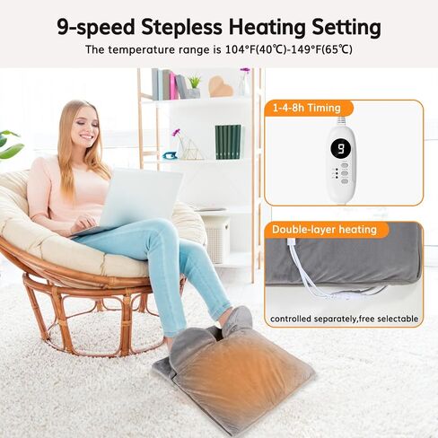 Electric Heated Foot Warmers for Men and Women,Double Sided Foot Heating Pad with 6 Temperature &3Timer Settings,with Fast Heating Technology for Under Desk,Office,Home,Machine Washable in Saudi Arabia
