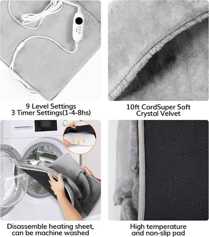 Electric Heated Foot Warmers for Men and Women,Double Sided Foot Heating Pad with 6 Temperature &3Timer Settings,with Fast Heating Technology for Under Desk,Office,Home,Machine Washable in Saudi Arabia