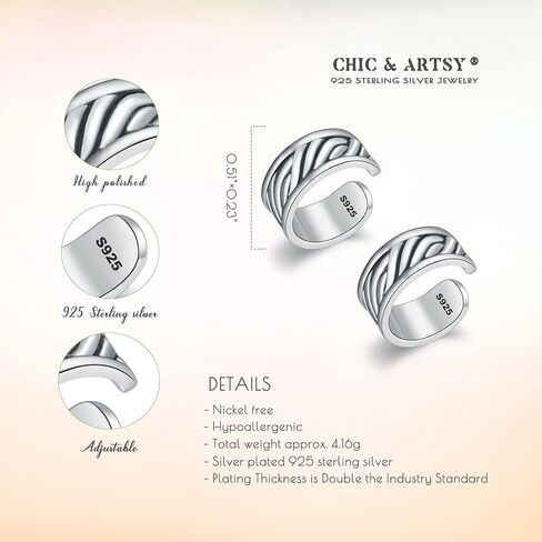 CHIC & ARTSY أقراط الكفة 925 فضة الأذن الكفة أقراط غير خارقة وهمية اللولب الغضروف الكفة أقراط أنماط مختلفة محارة الأذن الأصفاد غرامة مجوهرات للنساء رجل in Kuwait