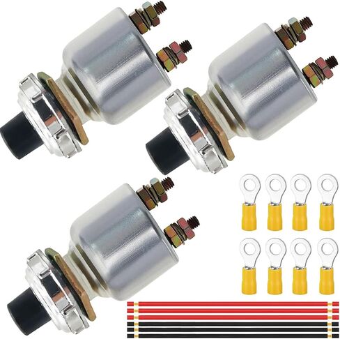 3pcs Red/Black Push Start Button Switch 12V 50A Heavy Duty Momentary Push Button Switch Waterproof Weatherproof Engine Starter Marine Horn Button 12V for Car Marine Boat Truck Lawn Tractor in Saudi Arabia