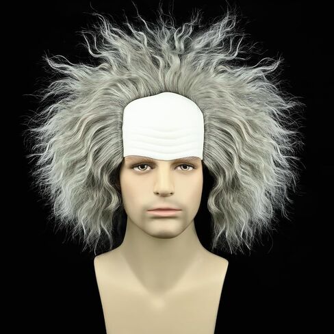 Men Green Bettlejuice Wig Cosplay Fluffy Wig Short Bald Silver Wigs for Halloween in Saudi Arabia
