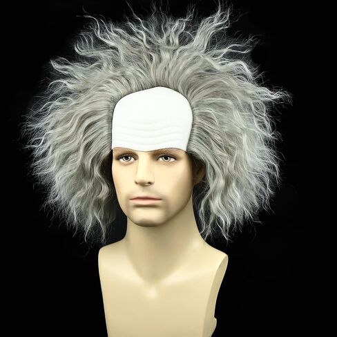 Men Green Bettlejuice Wig Cosplay Fluffy Wig Short Bald Silver Wigs for Halloween in Saudi Arabia