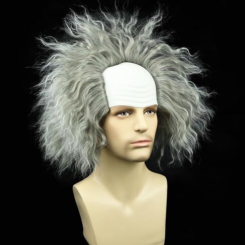 Men Green Bettlejuice Wig Cosplay Fluffy Wig Short Bald Silver Wigs for Halloween in Saudi Arabia