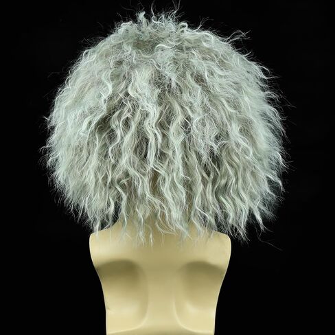Men Green Bettlejuice Wig Cosplay Fluffy Wig Short Bald Silver Wigs for Halloween in Saudi Arabia