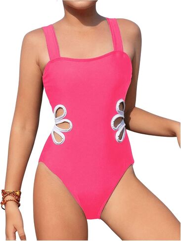 SHENHE Girl's Colorblock Cut Out One Piece Swimsuit Beach Sports Swimwear Bathing Suit in Kuwait