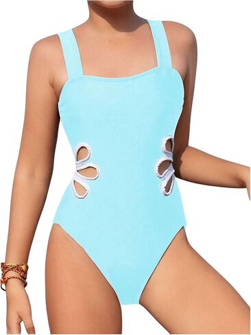 بدلة سباحة من قطعة واحدة للفتيات من SHENHE ذات ألوان متعددة، ملابس سباحة رياضية للشاطئ in Kuwait