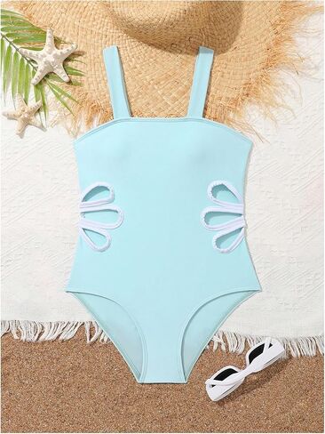 بدلة سباحة من قطعة واحدة للفتيات من SHENHE ذات ألوان متعددة، ملابس سباحة رياضية للشاطئ in Kuwait