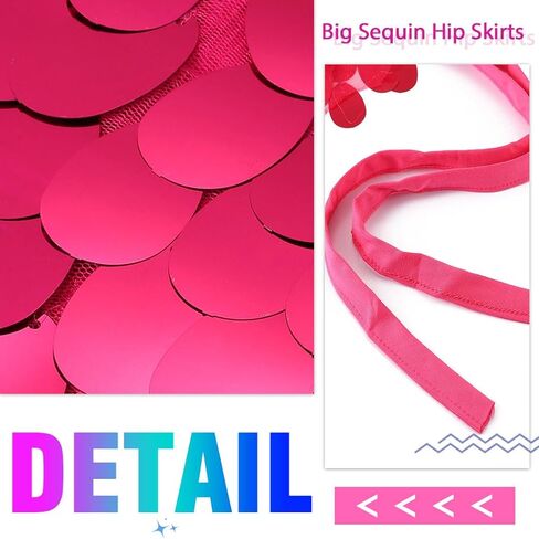 Aukmla Sequin Mini Skirts Sparkly Belly Dance Hip Skirts Party Rave Disco Hip Wrap for Women in Kuwait