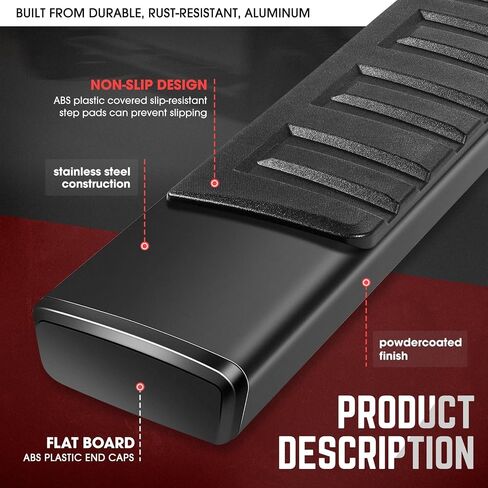 DNA MOTORING 6.75" Wide Flat Running Boards Side Step Bars Compatible with 2007-2021 Toyota Tundra Crew Max, STEPB-A-0036 in Saudi Arabia