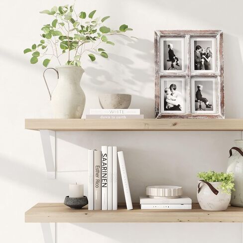 Barnyard Designs 4x6 or 5x7 Collage Picture Frames, 4 Photo Openings w/Mat for Multiple Pictures, Distressed Rustic Wood Farmhouse Frame for Wall, 16x12 (Brown) in Kuwait