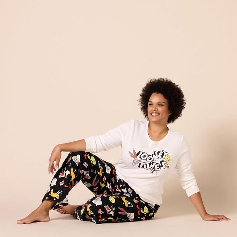 Amazon Essentials Looney Tunes Women's Flannel Pajama Sleep Sets in Saudi Arabia