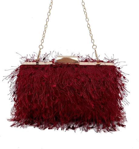 Clutch Purse for Women,Fluffy Evening Handbag for Wedding Anniversary Party in Saudi Arabia