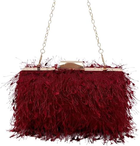Clutch Purse for Women,Fluffy Evening Handbag for Wedding Anniversary Party in Saudi Arabia