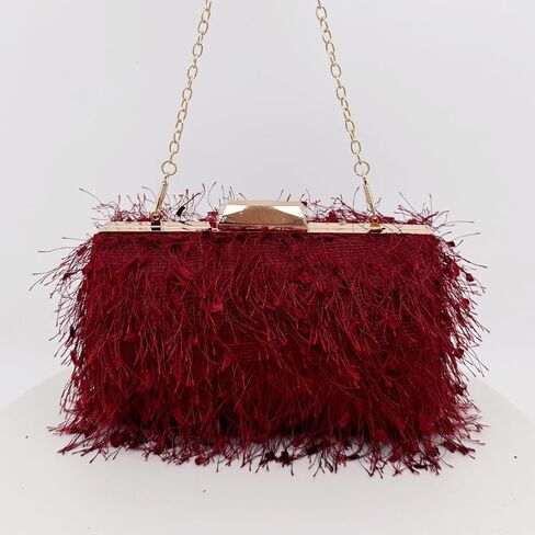 Clutch Purse for Women,Fluffy Evening Handbag for Wedding Anniversary Party in Saudi Arabia