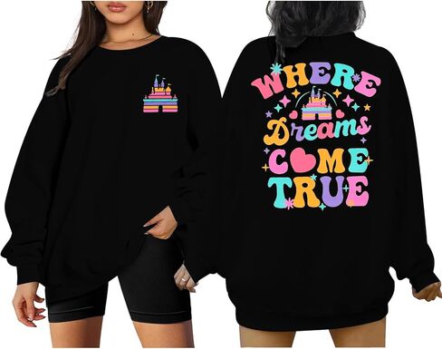 ASTANFY Magic Kingdom Sweatshirt for Women Castle Graphic Sweatshirts Oversized Family Vacation shirts Long Sleeve Pullover in Kuwait
