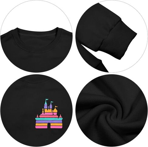 ASTANFY Magic Kingdom Sweatshirt for Women Castle Graphic Sweatshirts Oversized Family Vacation shirts Long Sleeve Pullover in Kuwait