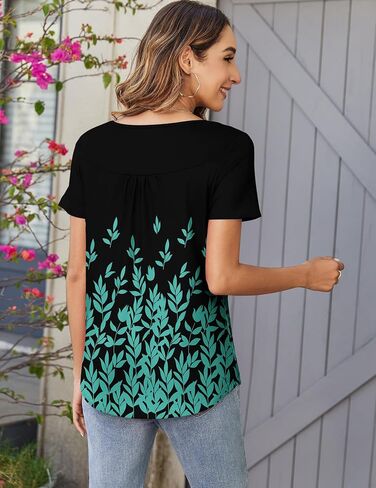 Zeagoo Women Tunic Tops Dressy Casual Summer Short Sleeve Shirts Floral Loose Fit Pleated Boho Top S-XXL in Saudi Arabia