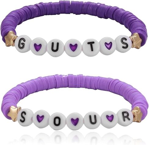 Olivia 𝑮𝑼𝑻𝑺 𝑺𝑶𝑼𝑹 Bracelet Earrings Set, Earrings Acrylic Purple Butterfly, Pottery Bracelet Jewelry Concert Inspired Earrings, Merch Accessories Costume Fans Gifts in Saudi Arabia