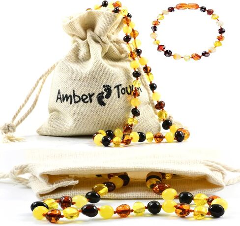Baltic Amber Necklace and Amber Bracelet - Natural Amber from Baltic Region (13in. and 5.5in.) in Kuwait