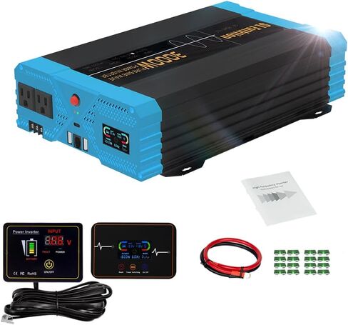 3000W/6000W(Peak) Pure Sine Wave Car Power Inverter 24V DC to 110V AC LCD Display, USB Port, Two Remote Control in Saudi Arabia