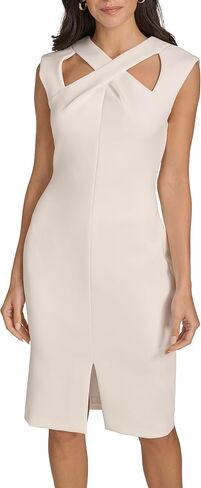 Calvin Klein Women's Basic Cross-Neck Scuba Sheath Dress in Saudi Arabia
