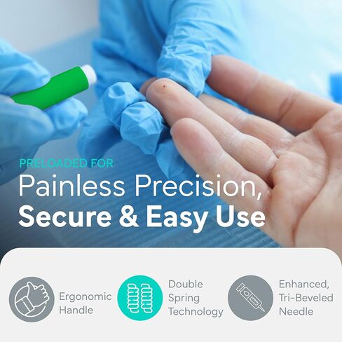 مشارط أمان يمكن التخلص منها لاختبار مرض السكري - 30 جم × 1.5 مم، إبر معقمة محملة مسبقًا - مشارط كيتو ومشارط مرضى السكري مع غطاء ملتوي لسهولة اختبار الدم في أي مكان بواسطة OWELL، 100 قيراط. in Kuwait