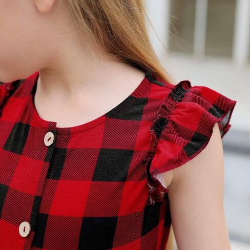 GORLYA Girl's Ruffle Trim Sleeve Button Down Floral Print Casual Vintage Midi Dress with Pockets for 4-12 Years Kids in Kuwait