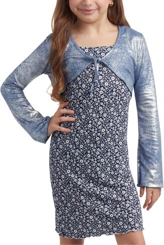 that's my girl Girls' Dress and Cardigan - 2 Piece Set Sleeveless Dress and Long Sleeve Cardigan: Made in USA (Sizes: 7-12) in Saudi Arabia