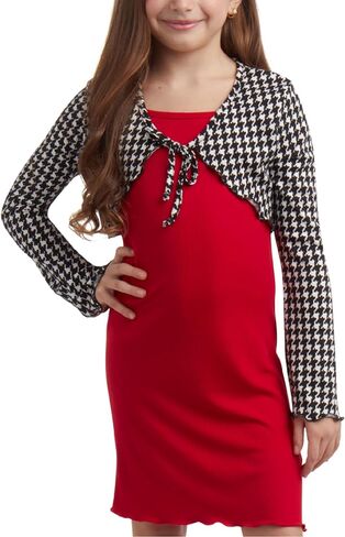 that's my girl Girls' Dress and Cardigan - 2 Piece Set Sleeveless Dress and Long Sleeve Cardigan: Made in USA (Sizes: 7-12) in Saudi Arabia