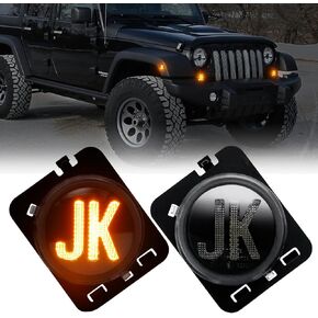 LED Front Fender Side Marker Lights, Clear Lens Indicator Parking Lamp Compatible with Wrangler JK 2007 2008 2009 2010 2011 2012 2013 2016 2017 2018 (Amber Light)