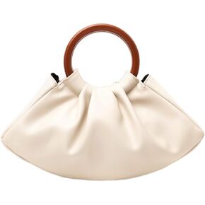 Women's Clutch Handbags Ruched Small Handbag Top Handle Cream Clutch Purse Dumpling Evening Bag