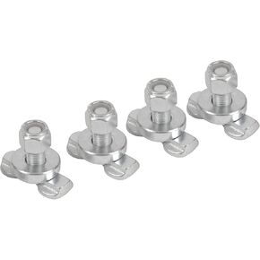 MOTO4U L-Track Double Lug Threaded Stud Nut Fitting Tie Down Heavy Duty L-Track Bolt Down Anchor Points - Pack of 4, Silver